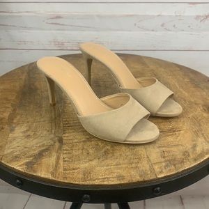 Express Nude Suede Slip Ons